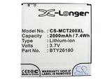 Battery for Mobistel MT-9081W BTY26180, BTY26180MOBISTEL/STD 3.7V Li-ion 2000mAh