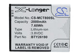 Battery for Mobistel Cynus T8 BTY26190, BTY26190Mobistel/STD, Cynus T8 3.8V Li-i