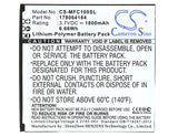 Battery for Mobiwire Cygnus 178064184 3.7V Li-Polymer 1800mAh / 6.66Wh