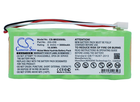 Battery for GE Magna-Mike 8500 200-058 6V Ni-MH 3000mAh / 18.00Wh