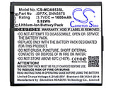 Battery for Motorola Admiral XT603 BP7X, SNN5875, SNN5875A 3.7V Li-ion 1600mAh /
