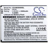 Battery for Motorola XT2005-4  KE40, SB18C54512 3.8V Li-ion 2500mAh / 9.50Wh