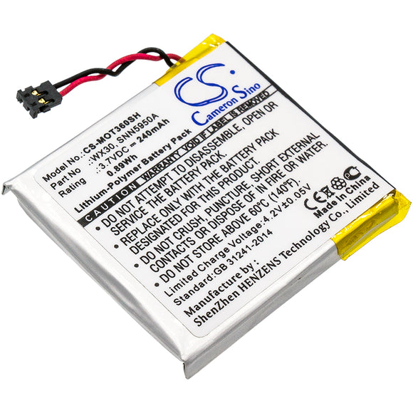 Battery for Motorola Moto 360 SNN5950A, SNN5951A, WX30 3.7V Li-Polymer 240mAh / 