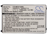 Battery for Motorola V120D SNN5570, SNN5571A 3.7V Li-ion 900mAh / 3.33Wh