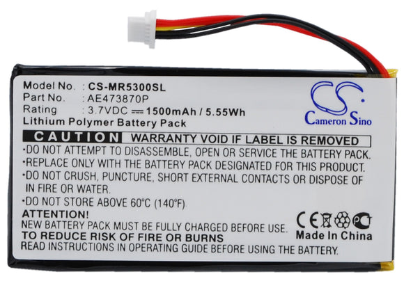 Battery for Magellan Maestro 5300 AE473870P 3.7V Li-Polymer 1500mAh / 5.55Wh