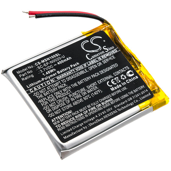 Battery for Monster Ncredible Ntune SC-EP-N0020-U 3.7V Li-Polymer 400mAh / 1.48W
