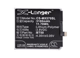 Battery for Meizu Blue Charm Metal Dual SIM TD-L BT50 3.8V Li-Polymer 3100mAh / 