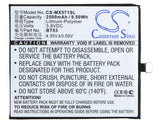 Battery for Meizu M570C BT53 3.8V Li-Polymer 2500mAh / 9.50Wh