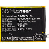 Battery for Meilan E2 BA741 3.85V Li-Polymer 3300mAh / 12.71Wh