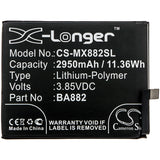 Battery for Meizu 16  BA882 3.85V Li-Polymer 2950mAh / 11.36Wh