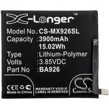 Battery for Meizu M1926 BA926 3.85V Li-Polymer 3900mAh / 15.02Wh