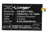 Battery for Motorola XT1100 EZ30, SNN5953A 3.8V Li-Polymer 3200mAh / 12.16Wh