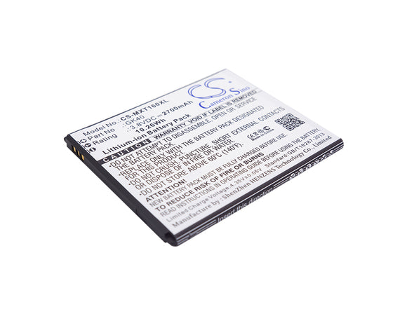 Battery for Motorola XT1600 GK40, SNN5967A, SNN5967B 3.8V Li-Polymer 2700mAh / 1