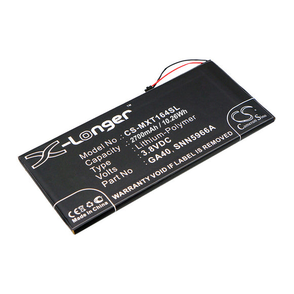 Battery for Motorola XT1622 GA40, SNN5966A 3.8V Li-Polymer 2700mAh / 10.26Wh