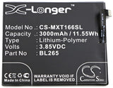 Battery for Motorola Moto M BL265 3.85V Li-Polymer 3000mAh / 11.55Wh