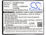 Battery for Motorola XT1723 HC60 3.8V Li-Polymer 2850mAh / 10.83Wh