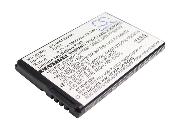 Battery for Motorola Milestone 3 BF6X, SNN5885, SNN5885A 3.7V Li-ion 1500mAh