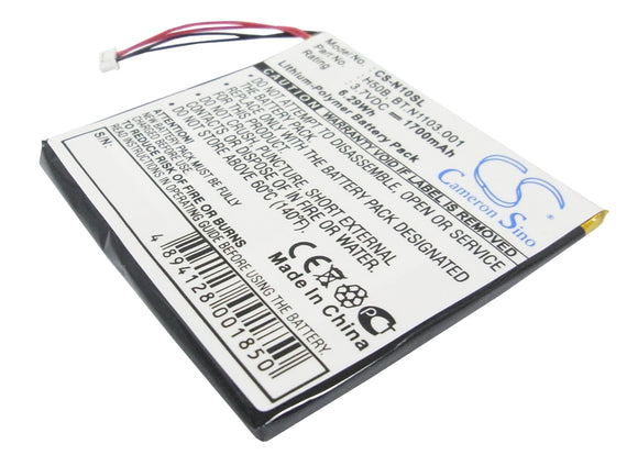 Battery for Gateway 100X H50B, SX042 3.7V Li-Polymer 1700mAh