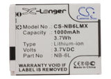 Battery for Canon IXY 32S NB-6L, NB-6LH 3.7V Li-ion 1000mAh / 3.70Wh