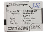 Battery for Canon IXY 200F NB-6L, NB-6LH 3.7V Li-ion 1000mAh / 3.70Wh