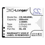 Battery for Nokia 7100 Supernova BL-4S 3.7V Li-ion 800mAh / 2.96Wh