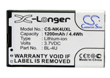 Battery for Nokia RM-840 BL-4U 3.7V Li-ion 1200mAh / 4.44Wh