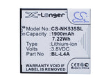 Battery for Nokia Lumia 535 BL-L4A 3.8V Li-ion 1900mAh / 7.22Wh