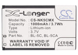 Battery for Nokia X2-05 BL-5C, BL-5CA 3.7V Li-ion 1000mAh / 3.70Wh