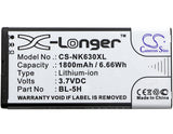 Battery for Nokia Lumia 636 BL-5H 3.7V Li-ion 1800mAh / 6.66Wh
