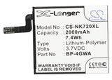 Battery for Nokia Lumia 720T BP-4GWA 3.7V Li-Polymer 2000mAh / 7.40Wh