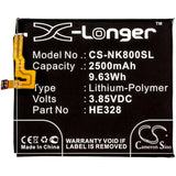 Battery for Nokia 8 Global Dual SIM TD-LTE HE328 3.85V Li-Polymer 2500mAh / 9.63