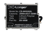 Battery for Nokia RM860 BV-4NW 3.8V Li-Polymer 2000mAh / 7.60Wh