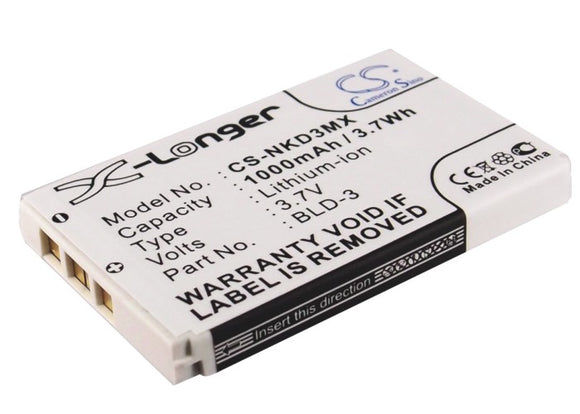 Battery for Nokia 7210 BLD-3 3.7V Li-ion 1000mAh / 3.70Wh