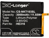 Battery for Nokia Nokia 6 HE316 3.85V Li-Polymer 3000mAh / 11.55Wh