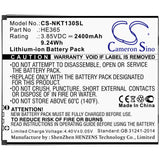 Battery for Nokia TA-1127 HE365 3.85V Li-ion 2400mAh / 9.24Wh