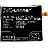 Battery for Nokia TA-1070  HE351 3.85V Li-Polymer 2900mAh / 11.17Wh