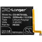 Battery for Nokia TA-1087  HE354 3.85V Li-Polymer 3250mAh / 12.51Wh