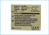 Battery for MINOLTA Dimage X1 MBH-NP-1, NP-1, NP-1H 3.7V Li-ion 820mAh / 3.03Wh