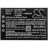 Battery for Fujifilm GFX 50S NP-T125 10.8V Li-ion 1300mAh / 14.04Wh