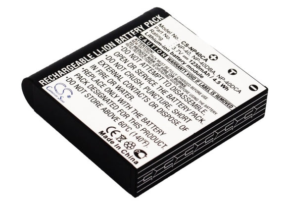 Battery for Casio Exilim Zoom EX-Z450 NP-40, NP-40DBA, NP-40DCA 3.7V Li-ion 1230