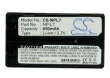 Battery for Casio QV-3EX NP-L7 7.4V Li-ion 650mAh