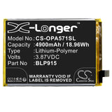 Battery for OPPO A57 5G 2022 BLP915 3.87V Li-Polymer 4900mAh / 18.96Wh