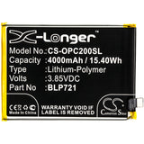 Battery for OPPO R1941 BLP721 3.85V Li-Polymer 4000mAh / 15.40Wh