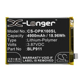 Battery for OPPO CPH2373 BLP911 3.87V Li-Polymer 4900mAh / 18.96Wh