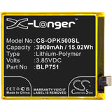 Battery for OPPO RMX1991  BLP751 3.85V Li-Polymer 3900mAh / 15.02Wh