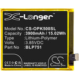 Battery for OPPO K5  BLP751 3.85V Li-Polymer 3900mAh / 15.02Wh