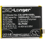 Battery for OPPO PBCT10 BLP689 3.85V Li-Polymer 3400mAh / 13.09Wh