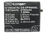 Battery for OPPO R6007 BLP573 3.8V Li-Polymer 2100mAh / 7.98Wh