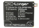 Battery for OPPO R821T BLP551 3.8V Li-Polymer 2000mAh / 7.60Wh