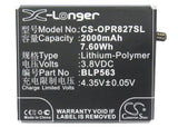Battery for OPPO R827T BLP563 3.8V Li-Polymer 2000mAh / 7.60Wh